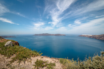 Views from the island of Santorini in Greece