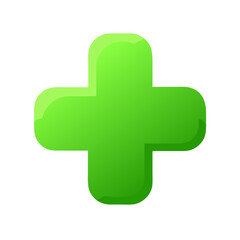 Obraz premium Bold green plus symbol icon
