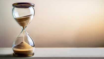 Hourglass on a neutral background.