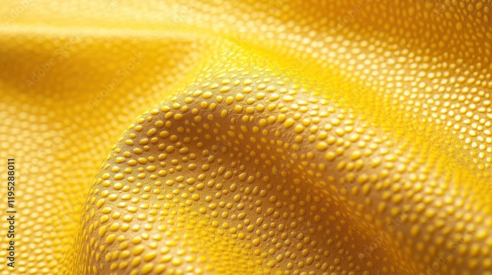 Poster closeup of textured yellow fabric with intricate patterns