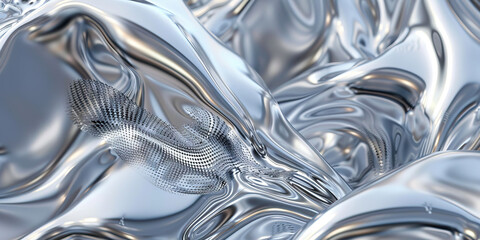 Abstract Silver Liquid Surface with Stippled Pattern