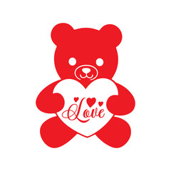 Love teddy bear design on plain white transparent isolated background for card, shirt, hoodie, sweatshirt, apparel, tag, mug, icon, poster or badge