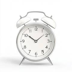 Traditional twin bell alarm clock sitting on a clean surface with clear numerals and hands indicating morning time