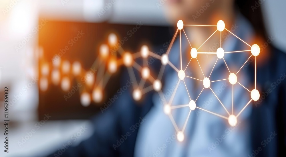Poster technology connection and data visualization with abstract shapes