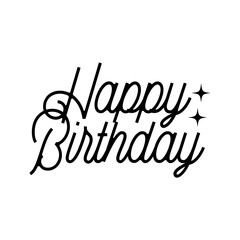 Happy Birthday typography design on plain white transparent isolated background for card, shirt, hoodie, sweatshirt, apparel, tag, mug, icon, poster or badge