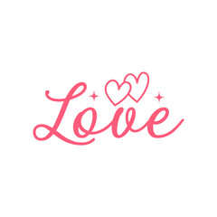 Love typography design on plain white transparent isolated background for card, shirt, hoodie, sweatshirt, apparel, tag, mug, icon, poster or badge