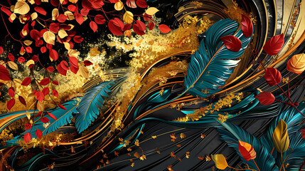 modern wall frame for canvas art, luxurious leaves