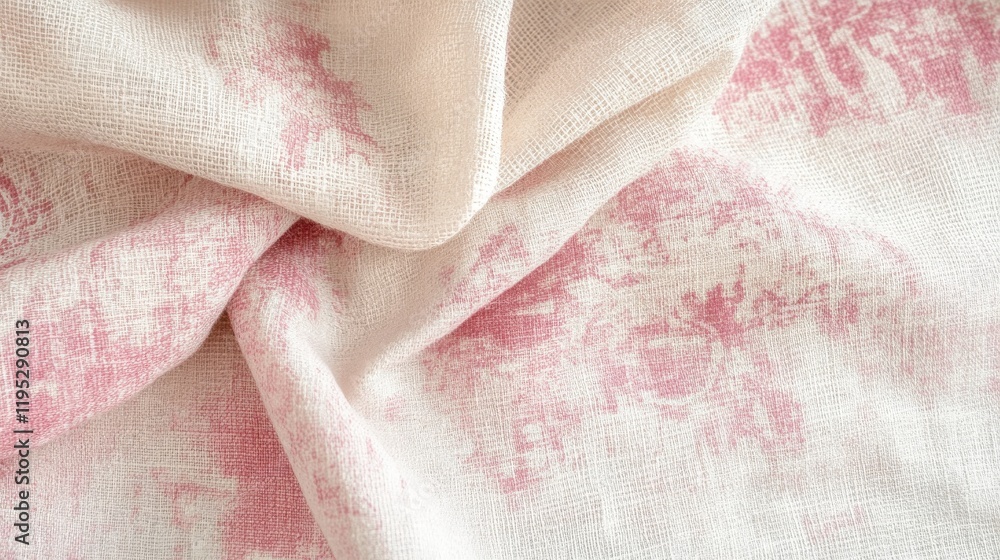 Aufkleber soft pink and white burlap fabric with faded pattern draped elegantly for crafting or home decor pro
