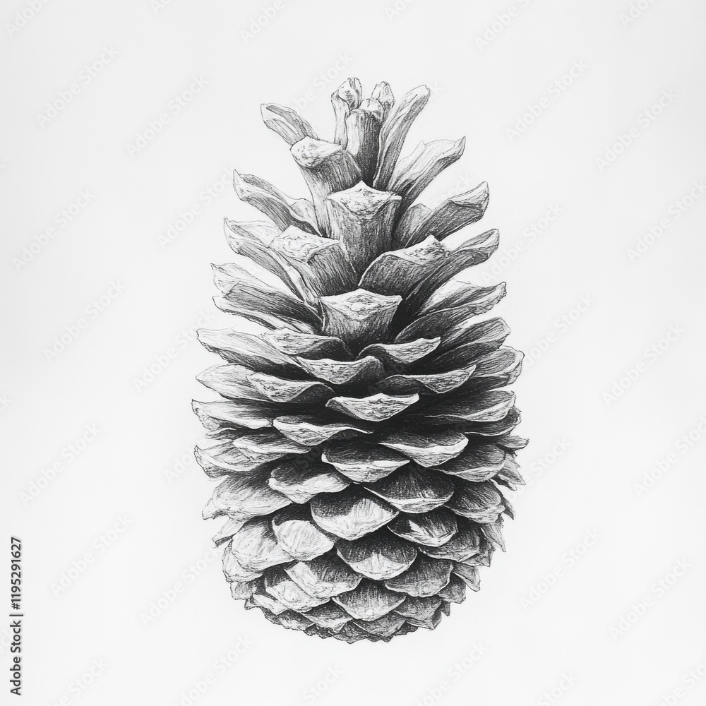Poster pinecone showing intricate overlapping scales with natural detail
