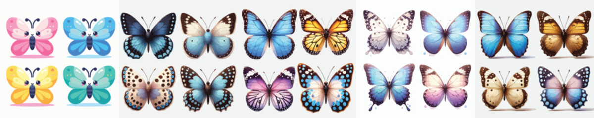 vector set of cute colorful butterflies