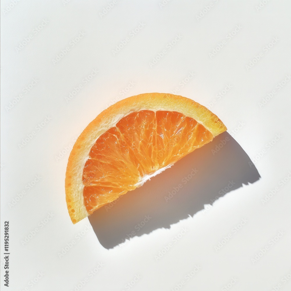 Poster fresh tangerine wedge displays vibrant color and juicy texture on a light surface
