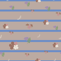 Vector Flowers in Earthy Tones Seamless Pattern. Mocha Mousse flowers repeat pattern