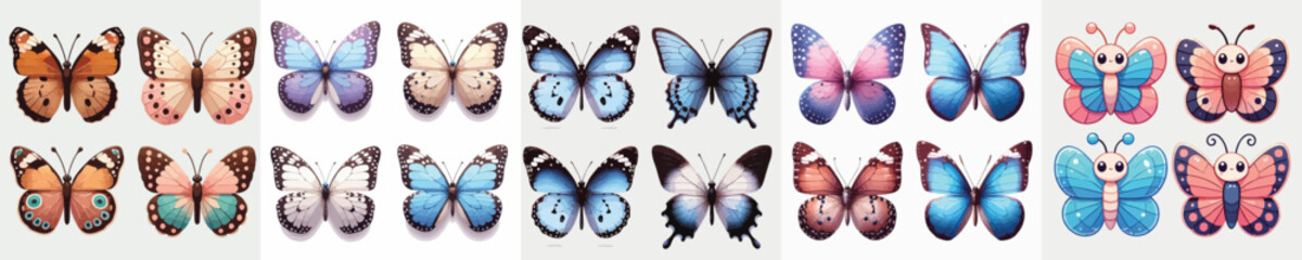 vector set of cute colorful butterflies