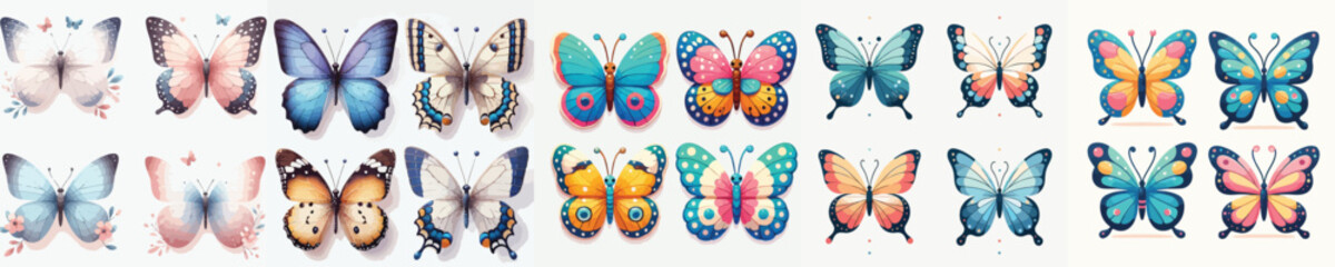 vector set of cute colorful butterflies