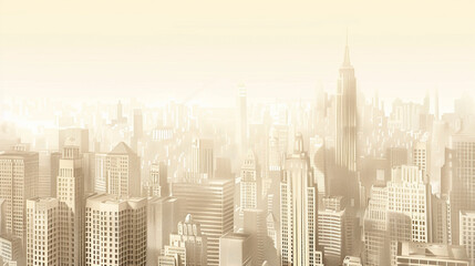 Naklejka premium A parallax scrolling effect simulation with layered images of a cityscape in Champagne beige tones, providing depth and text areas