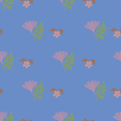 Vector Flowers in Earthy Tones Seamless Pattern. Mocha Mousse flowers repeat pattern