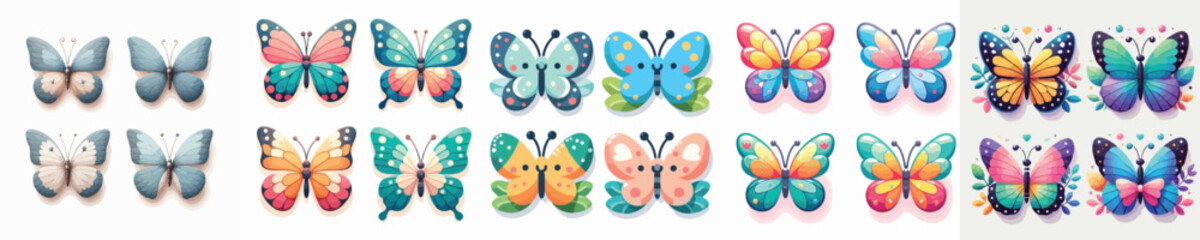 vector set of cute colorful butterflies
