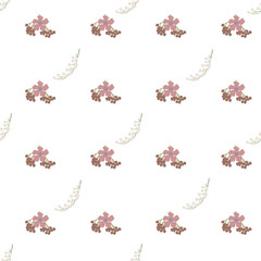 Vector Flowers in Earthy Tones Seamless Pattern. Mocha Mousse flowers repeat pattern © impatterns