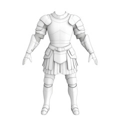 Fototapeta premium A blank knight armor showcasing medieval design elements., isolated on a transparent background.