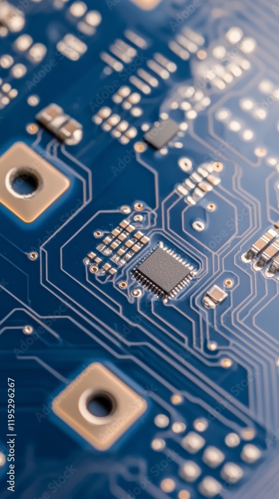 Poster futuristic tech close up circuit board microchip electronics hardware technology back