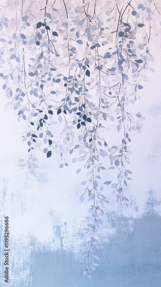 Poster delicate composition of hanging branches creates a serene atmosphere in a light-filled space