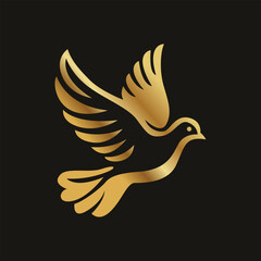 Vector golden bird logo design