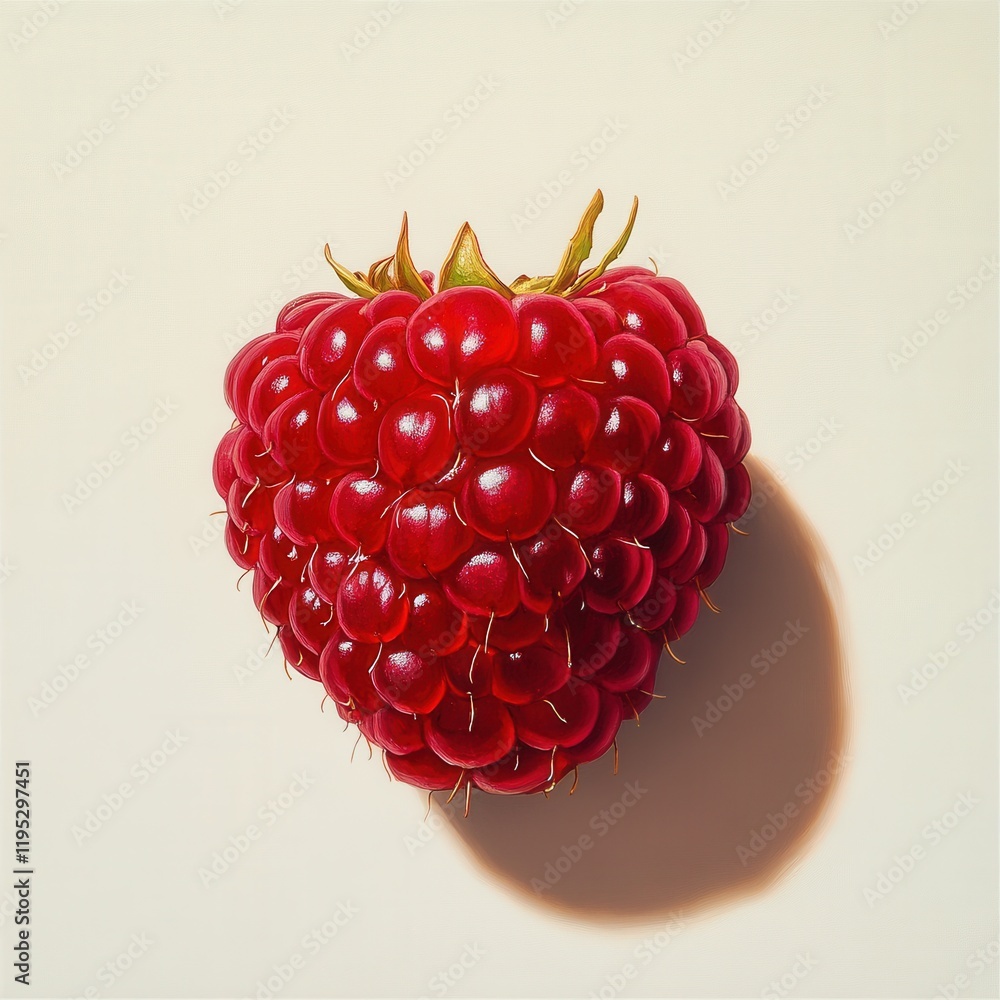 Aufkleber Bright red raspberry with shiny surface displayed on a light background capturing fresh fruit's natural beauty and texture