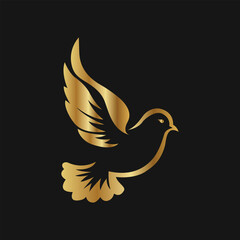 Vector golden bird logo design