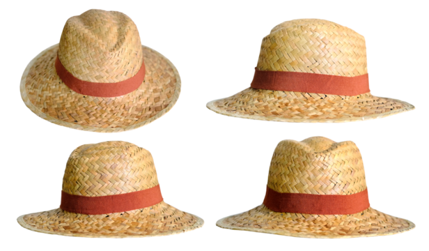Straw hat with a red ribbon, PNG file high quality.