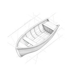 Fototapeta premium A detailed illustration of a small boat, showcasing its interior and design., isolated on a transparent background.