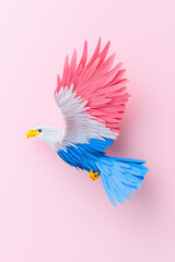 Fototapeta premium Abstract 3D eagle paper cut shape, isolated on a white background