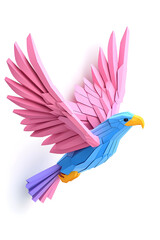 Obraz premium Abstract 3D eagle paper cut shape, isolated on a white background