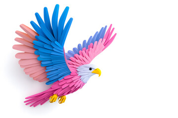 Obraz premium Abstract 3D eagle paper cut shape, isolated on a white background