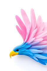 Obraz premium Abstract 3D eagle paper cut shape, isolated on a white background