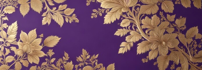 Golden foil stamping on purple cardstock with intricate floral pattern,  cardstock,  artwork,  design