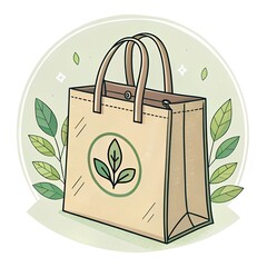 A reusable shopping bag with a leaf logo, promoting sustainable shopping habits