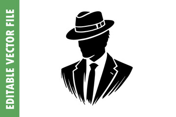 man with a hat vector silhouette