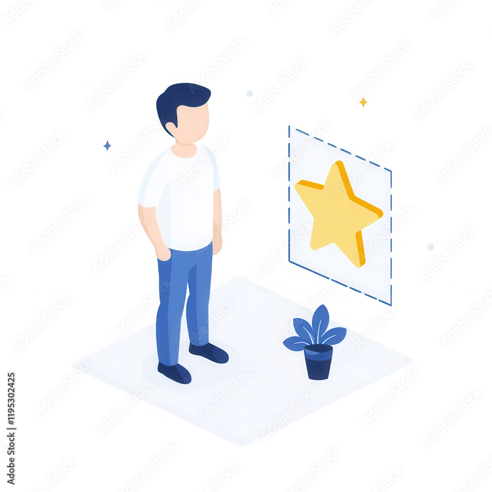 Poster a person analyzing performance metrics in a modern, minimalist setting., isolated on a transparent b