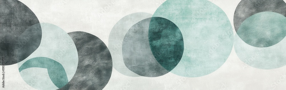 Aufkleber Smooth pencil strokes create an abstract design with mint tones and soft circular shapes on a textured background