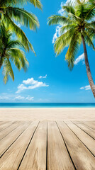 Beach Wooden Deck Tropical Background