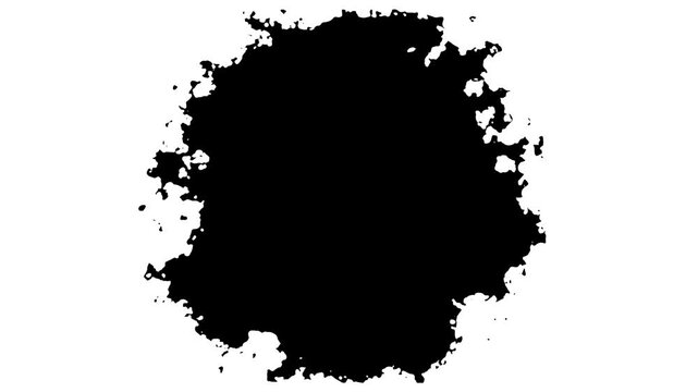 In black ink, a transitional smear spreads across the screen, creating a grunge effect. 4K video stencil frame