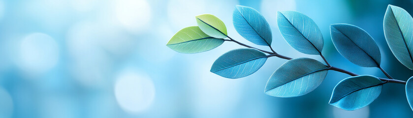Obraz premium A serene close-up of blue leaves set against a soft, blurred background.