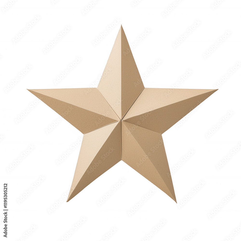 Poster a three-dimensional star shaped design in beige color, perfect for various projects., isolated on a 