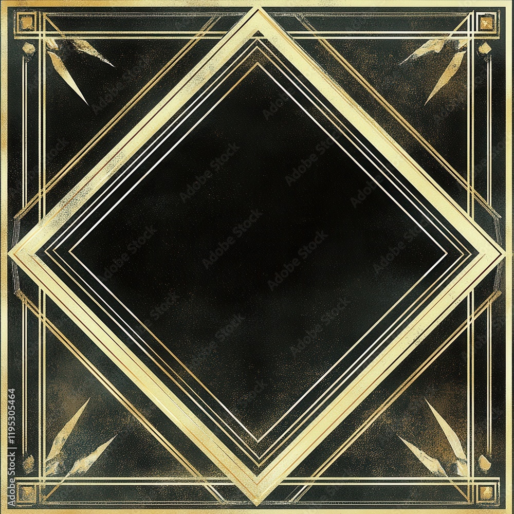 Aufkleber geometric diamond-shaped illustration with intricate linear patterns and a dark background design