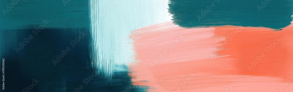 Aufkleber blending teal and coral in soft pencil strokes creates a calming abstract composition full of textur