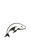 Naklejka premium stylized black and white line drawing of a beluga whale leaping gracefully Simple elegant design Perfect for logo tattoo or print