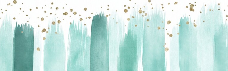 Elegant pastel mint strokes with subtle golden accents create a serene and artistic atmosphere for creative projects