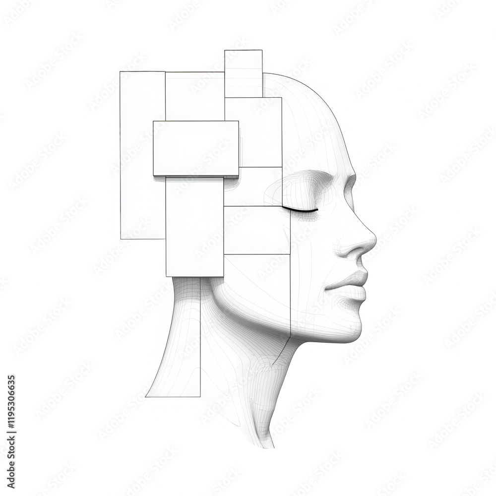 Aufkleber abstract representation of human thoughts and ideas using geometric shapes., isolated on a transpare