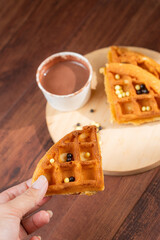 Delicious Waffle with Chocolate Sauce