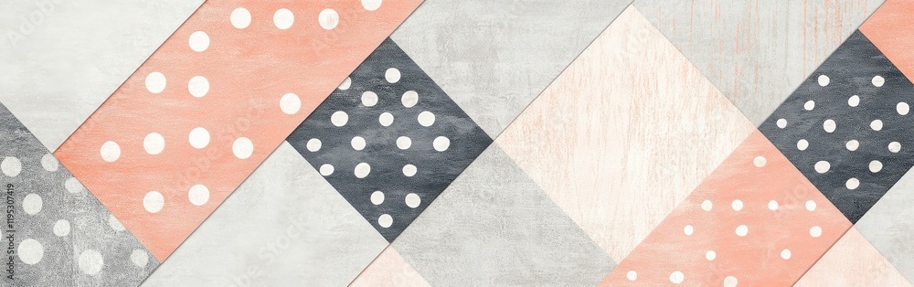 Poster Elegant pastel coral and gray dashed patterns create a modern design aesthetic for various interior applications
